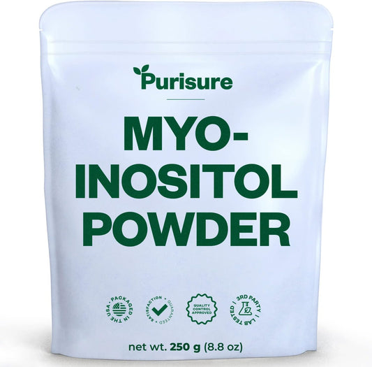 250g Purisure Myo-Inositol Powder for Fertility & Hormonal Balance - Pure Inositol Supplement for Energy & Brain Wellness - Vegan & Non-GMO - 500 Servings