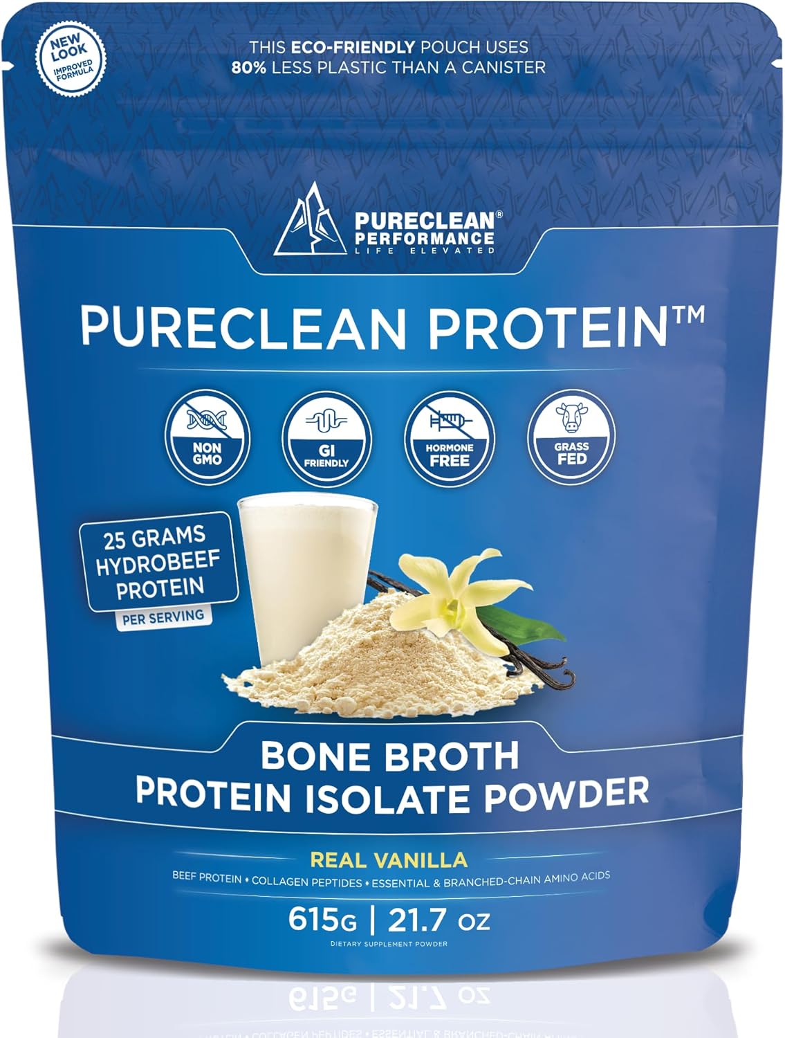 25G Grass Fed Beef Bone Broth Protein with Collagen Peptides - Paleo & Keto-Friendly Vanilla Protein Powder - Gluten-Free, Sugar-Free Dairy-Free - 615g