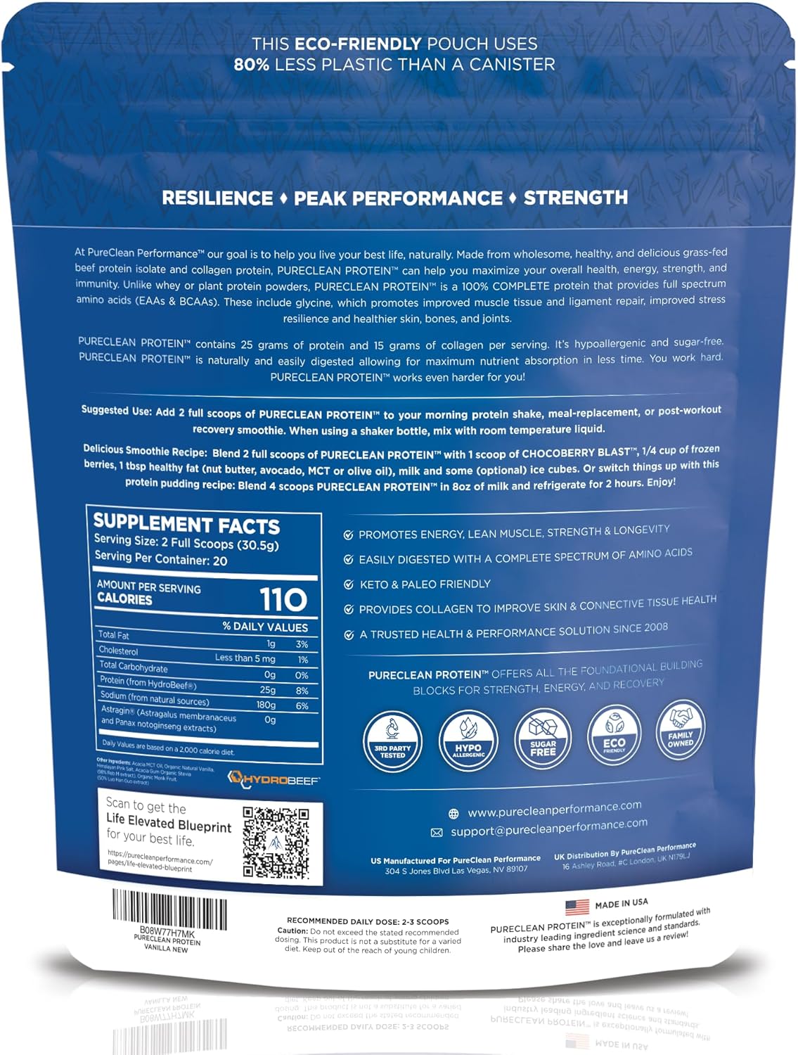 25G Grass Fed Beef Bone Broth Protein with Collagen Peptides - Paleo & Keto-Friendly Vanilla Protein Powder - Gluten-Free, Sugar-Free Dairy-Free - 615g