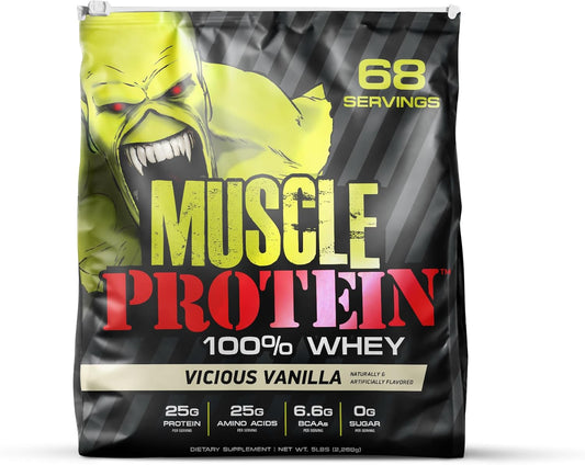 25g Pure Protein Vanilla Whey Powder - 5 lbs, Cold Filtered, 6.6g BCAAs