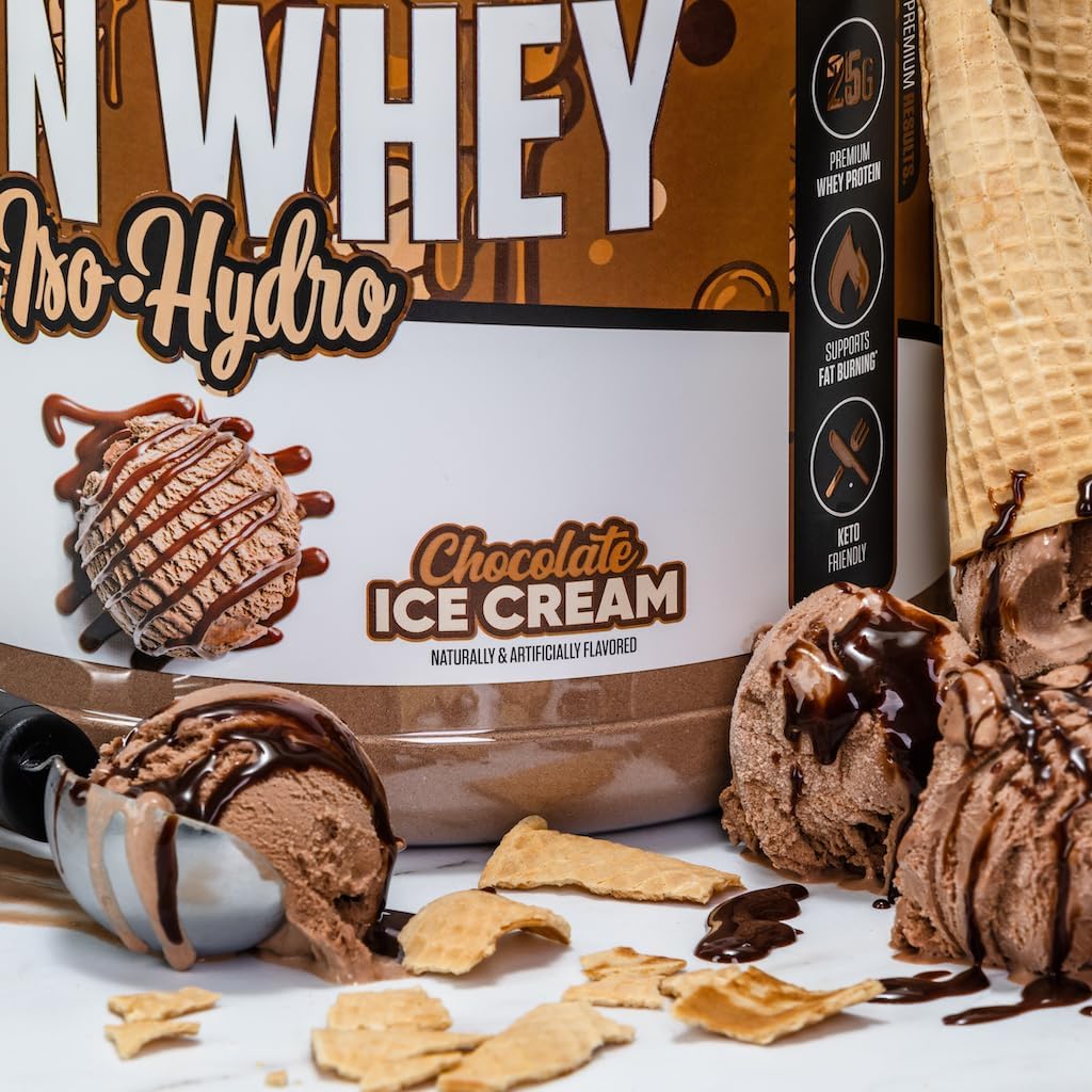 25g Whey Protein Isolate Powder - Low Calorie, Low Carb, Low Fat - 2lb Chocolate Ice Cream Flavor - Musclesport Lean Whey Revolution™