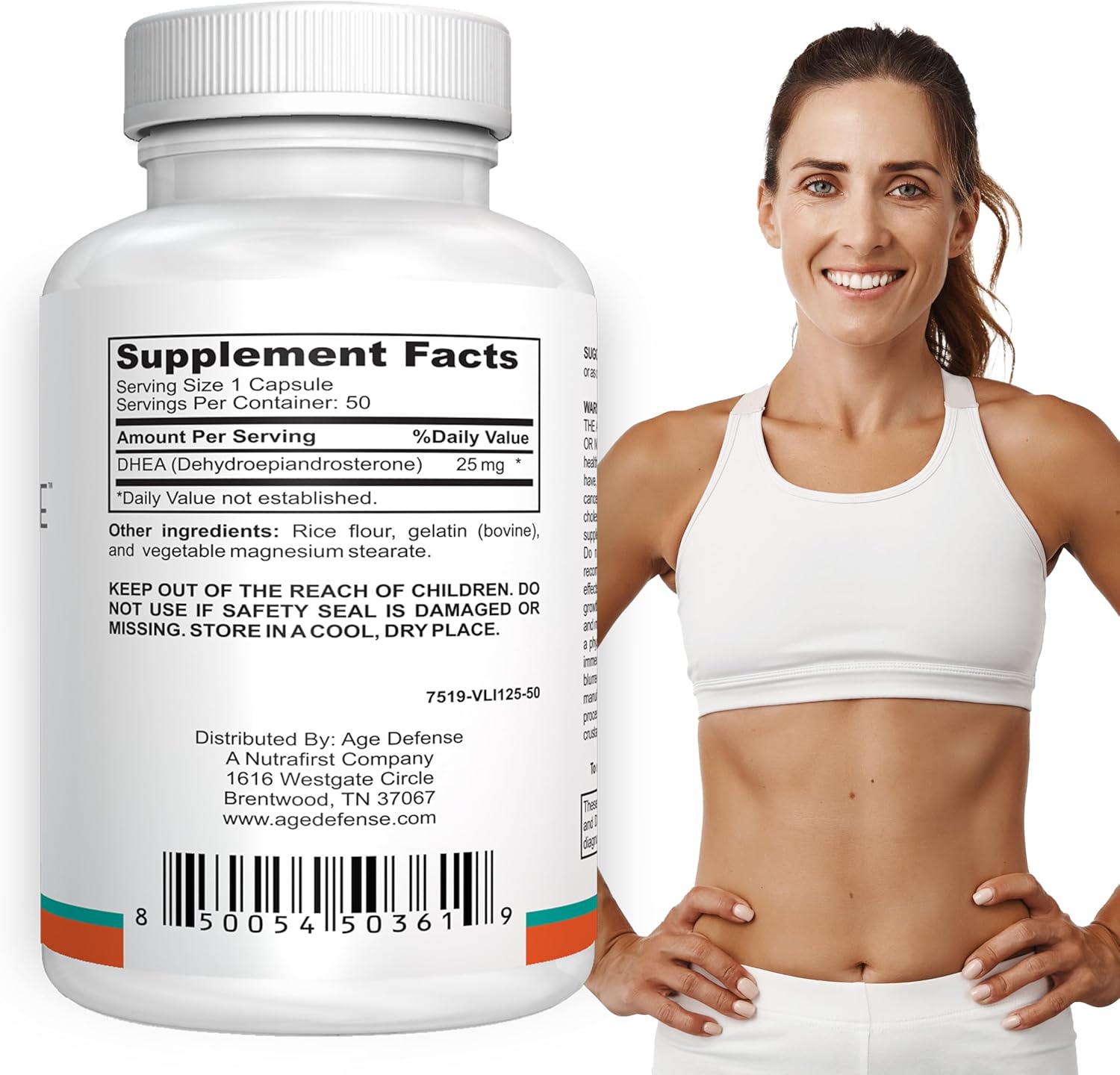 25mg DHEA Capsules - Natural Energy & Immune Support Supplement - 50 Capsules for Vitality, Skin Elasticity, Wellness - Women & Men's DHEA Supplement