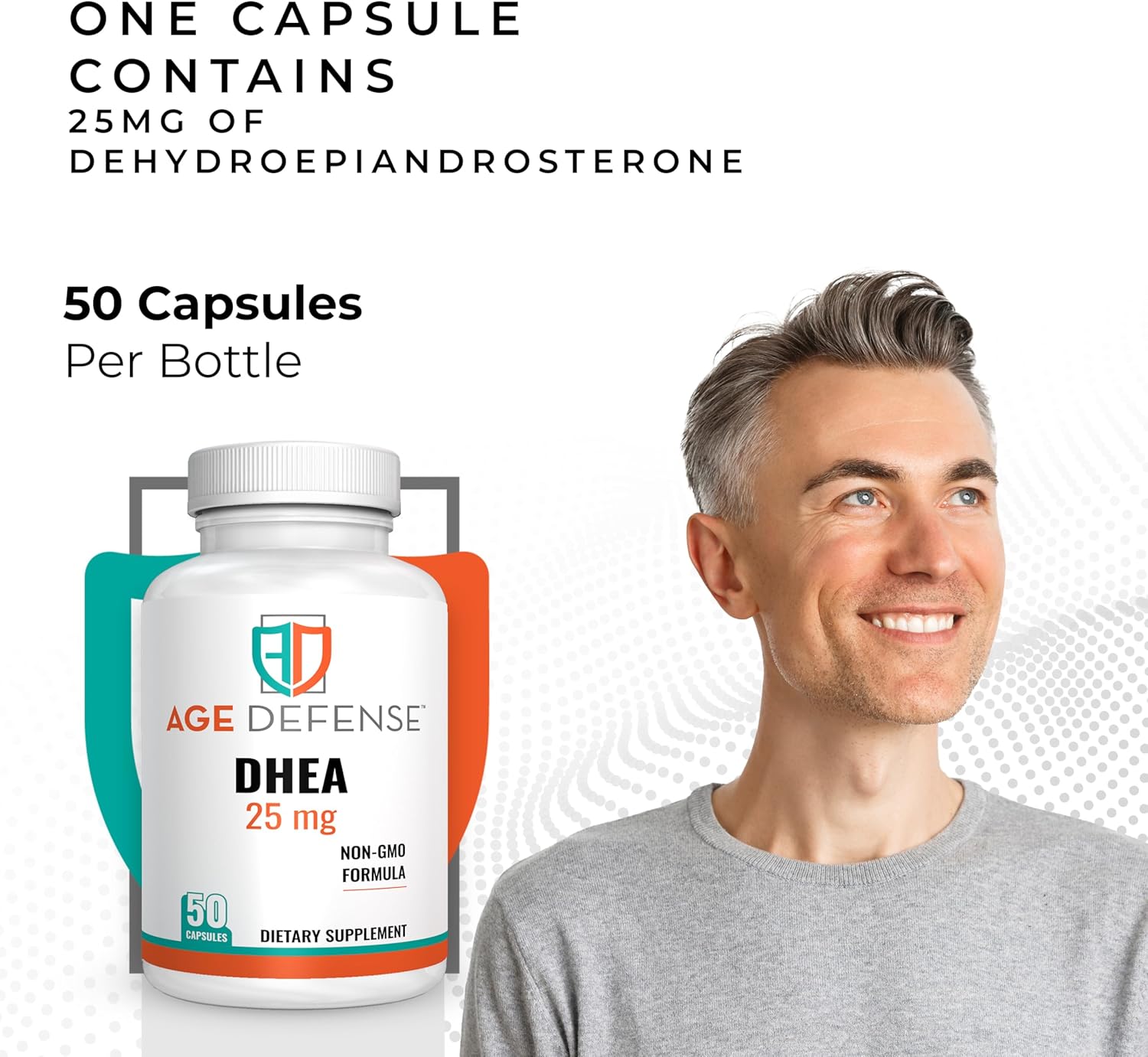 25mg DHEA Capsules - Natural Energy & Immune Support Supplement - 50 Capsules for Vitality, Skin Elasticity, Wellness - Women & Men's DHEA Supplement