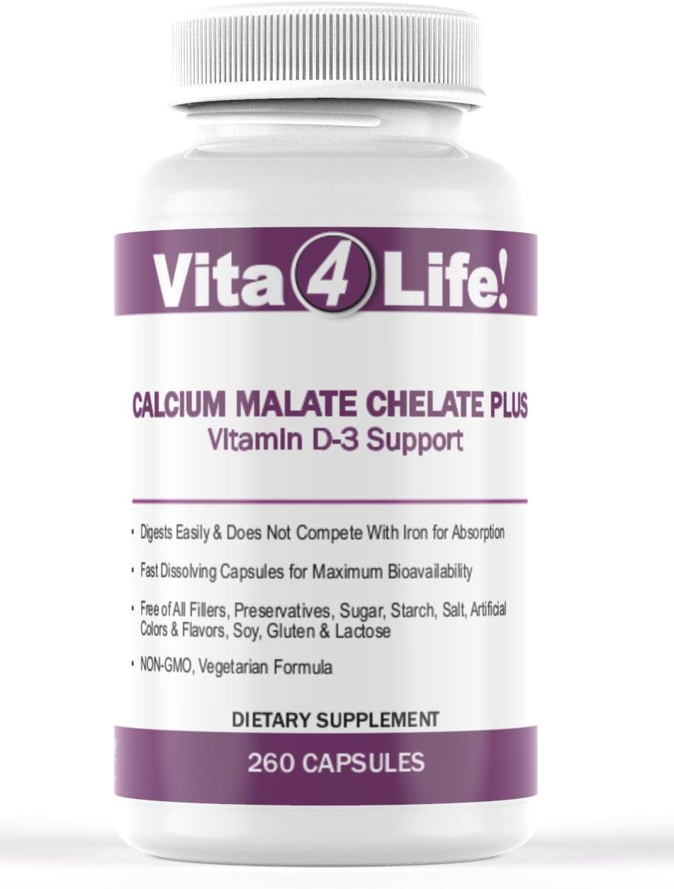 260 Count Vita4Life Calcium Malate Chelate with 300 Mg + Vitamin D3 Support