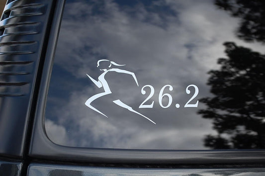 26.2 Marathon Girl Vinyl Sticker Decal - Running Shoes Design - Choose Size & Color - Five Star Graphics