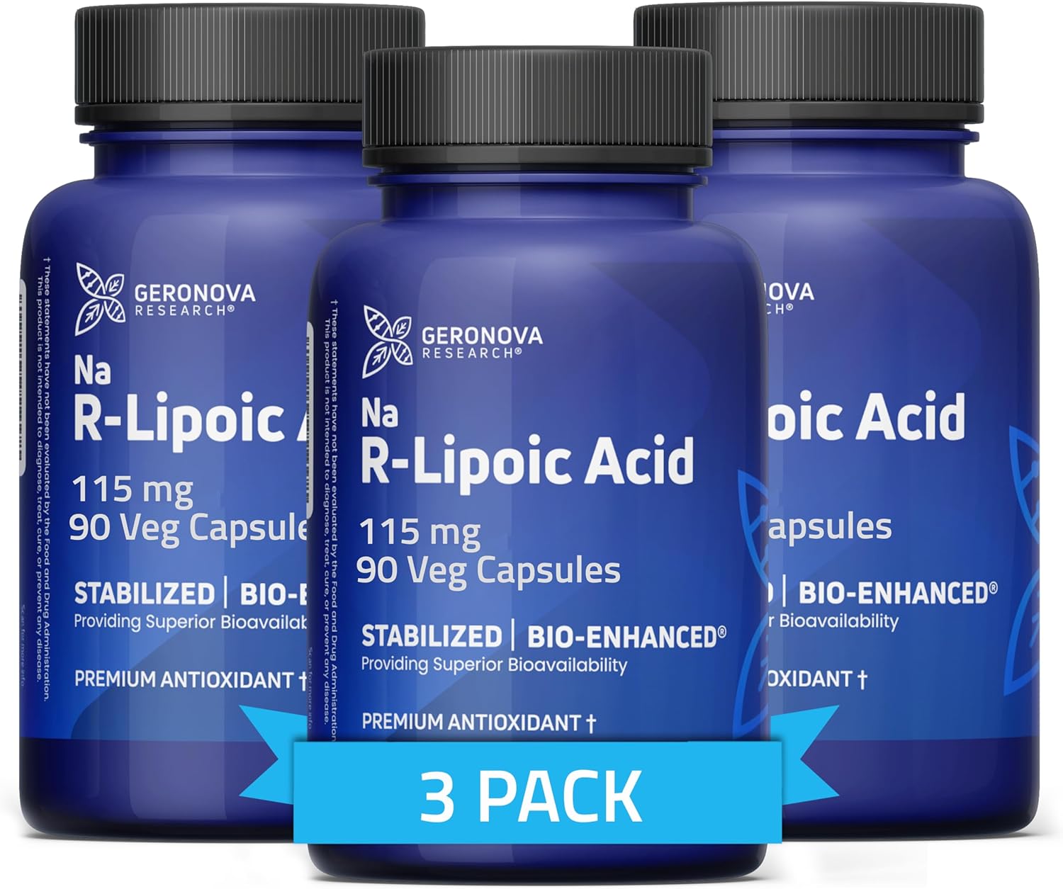 270 Count Geronova Research Bio-Enhanced R-Lipoic Acid Capsules - 115 mg - Stabilized R Alpha Lipoic Acid - 9 Month Supply
