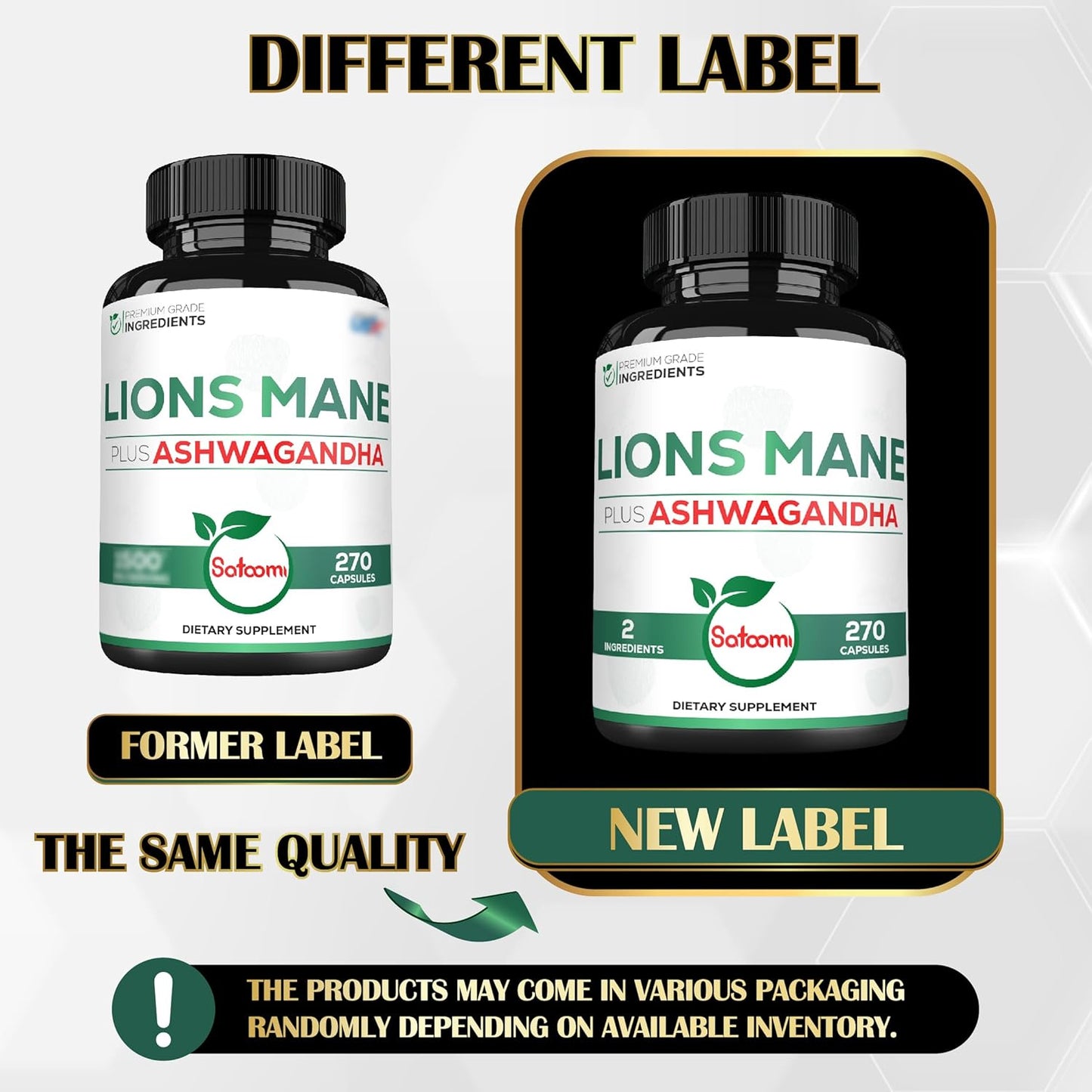 270 High Concentrated Lions Mane and Ashwagandha Capsules for Brain Health, Focus, and Immune Support - Gluten-Free and Non-GMO