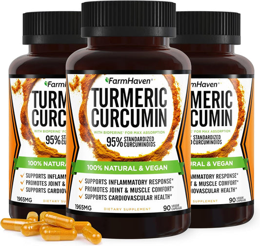 270 Veg Caps of FarmHaven Turmeric Curcumin with BioPerine for Joint Support & Maximum Absorption