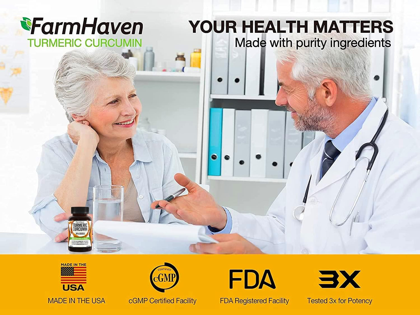 270 Veg Caps of FarmHaven Turmeric Curcumin with BioPerine for Joint Support & Maximum Absorption