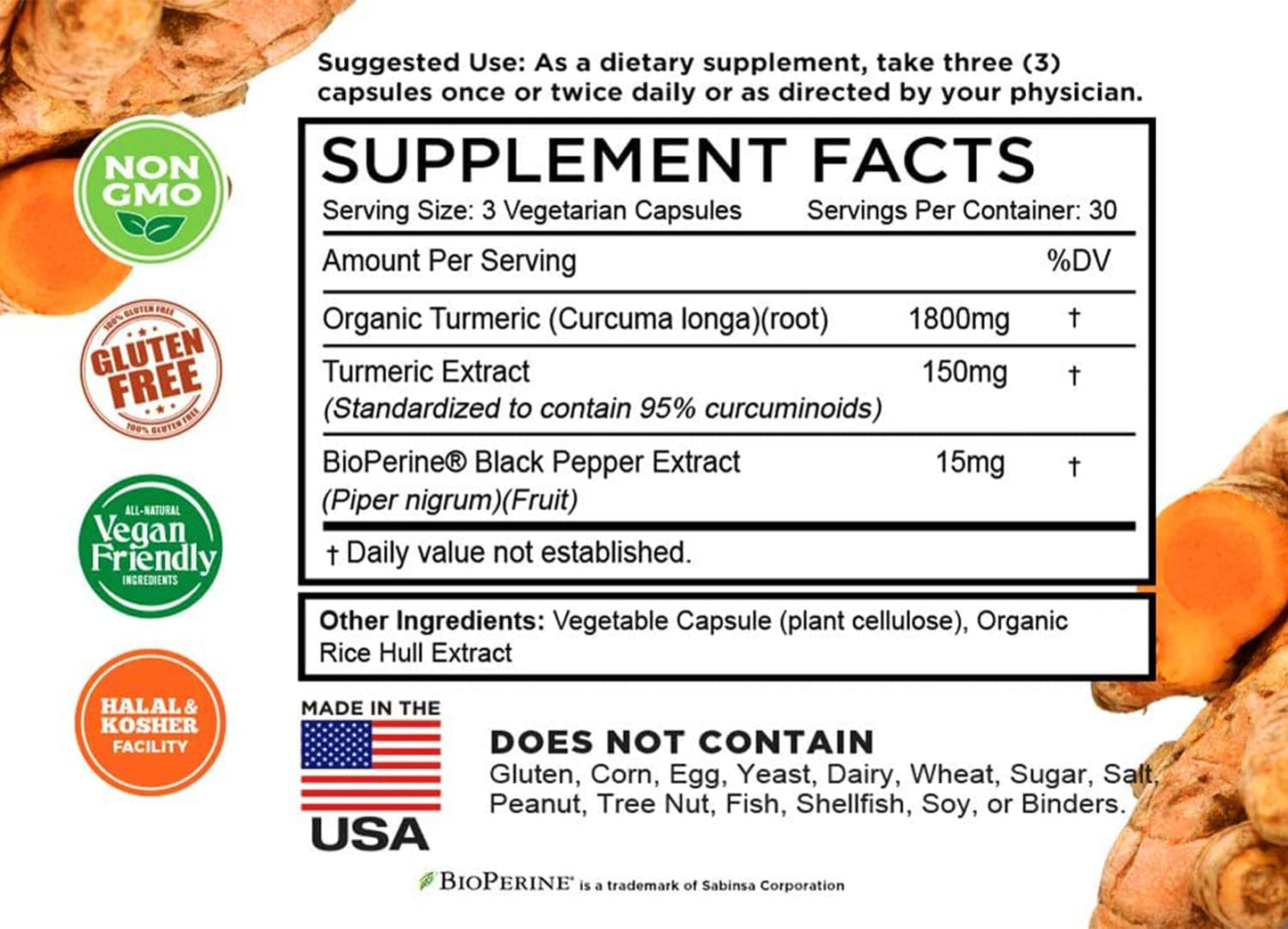 270 Veg Caps of FarmHaven Turmeric Curcumin with BioPerine for Joint Support & Maximum Absorption