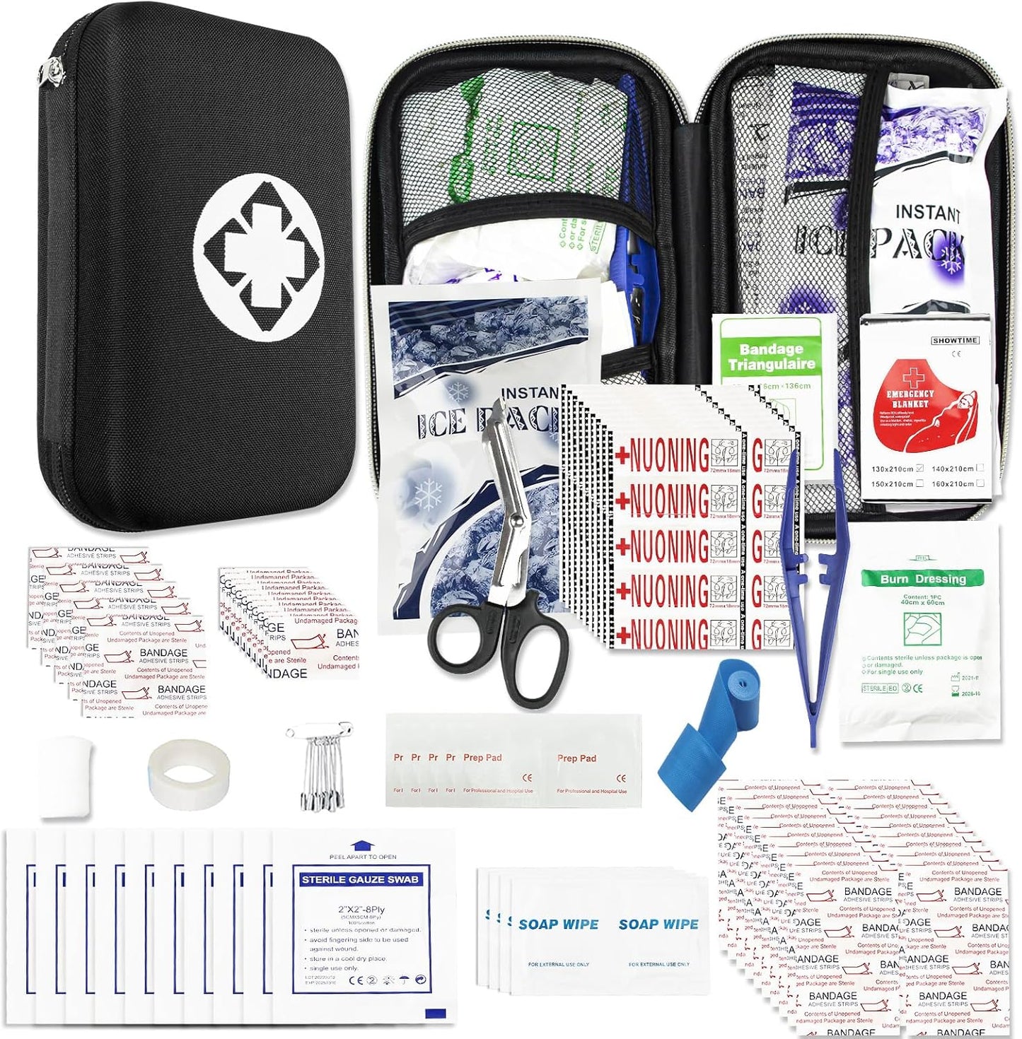 273-Piece Black Car and Home Emergency Survival First Aid Kit - Travel and Camping Supplies by YIDERBO
