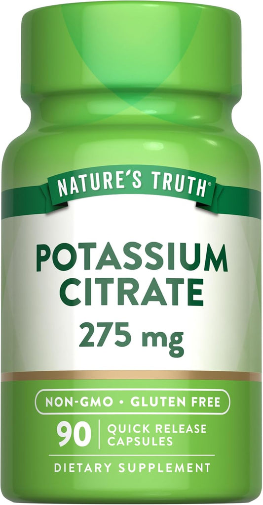 275mg Potassium Citrate Supplement Capsules - 90 Count | Non-GMO & Gluten Free by Nature's Truth