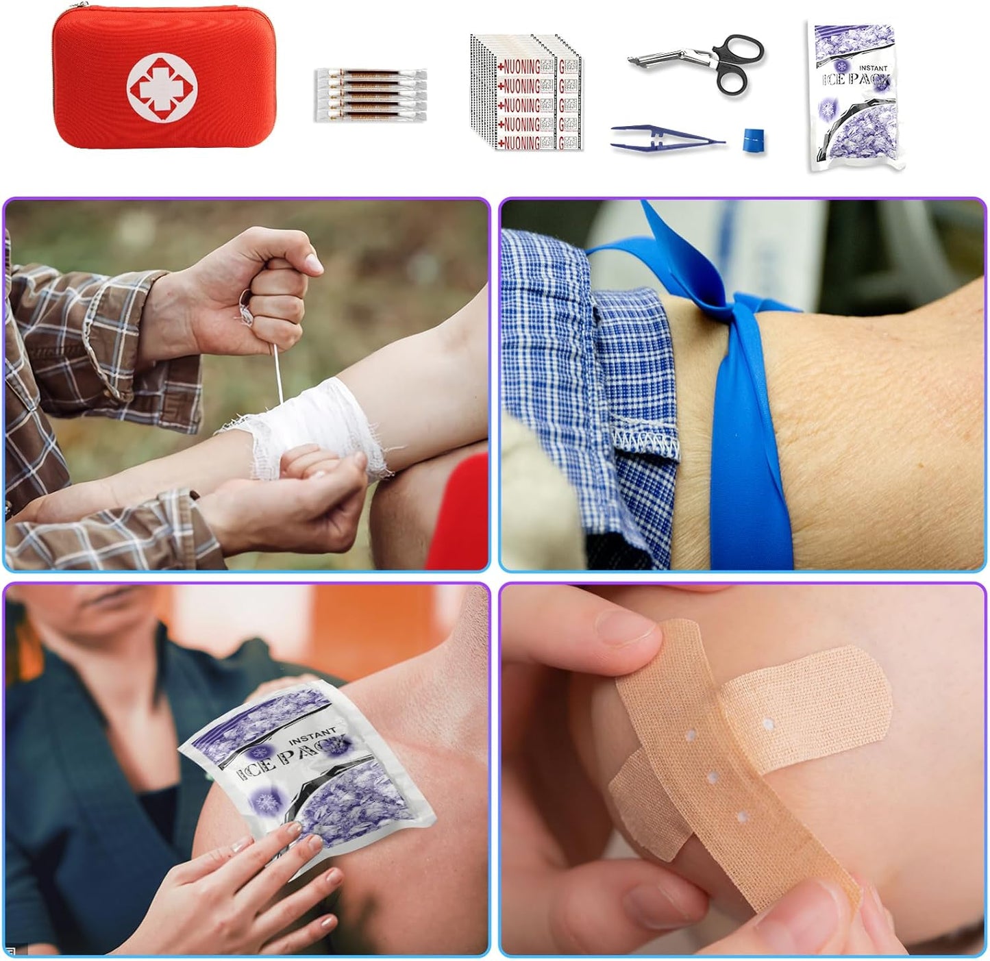275Pcs Car First Aid Kit for Emergency Survival Gear in Travel Size EVA Backpack - Ideal for Tactical Hiking, Camping, and Office Boat Accidents