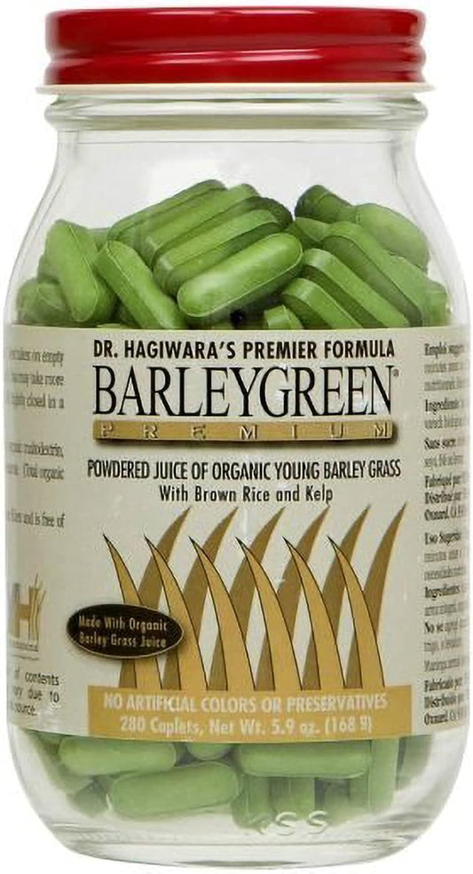 280 Caplets of Dr. Hagiwara's BarleyGreen Premium Vegetable Supplement with Kelp and Brown Rice