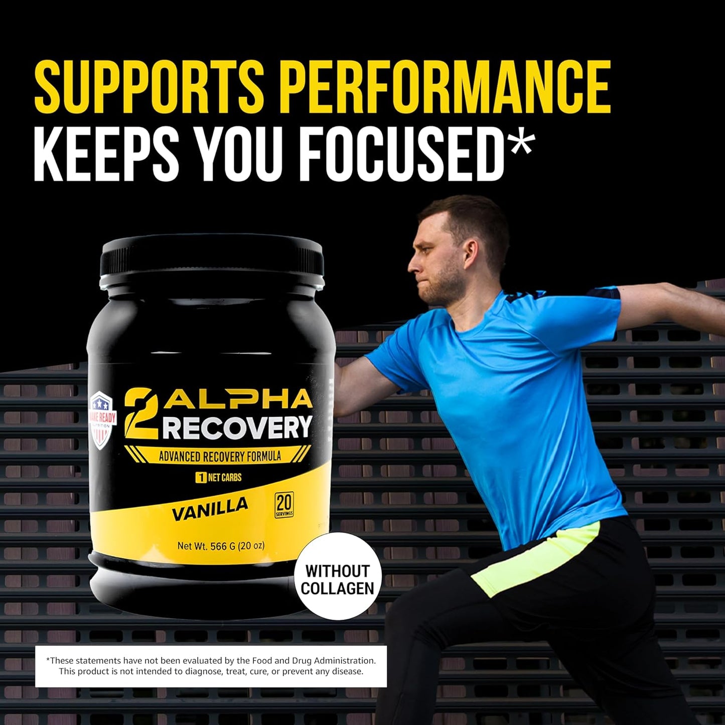 2ALPHA Recovery Vanilla Protein Shake - 25g Protein for Muscle Recovery with Hydrolyzed Whey Isolate and Essential Nutrients - 566g