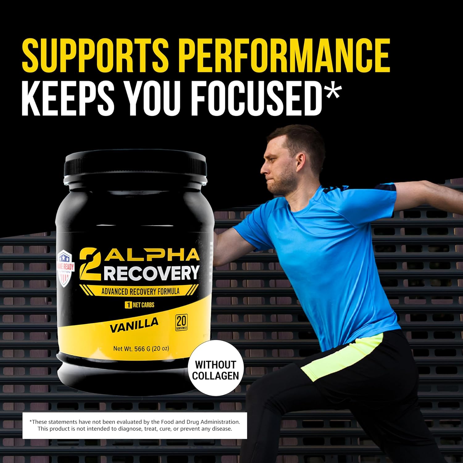 2ALPHA Recovery Vanilla Protein Shake - 25g Protein for Muscle Recovery with Hydrolyzed Whey Isolate and Essential Nutrients - 566g