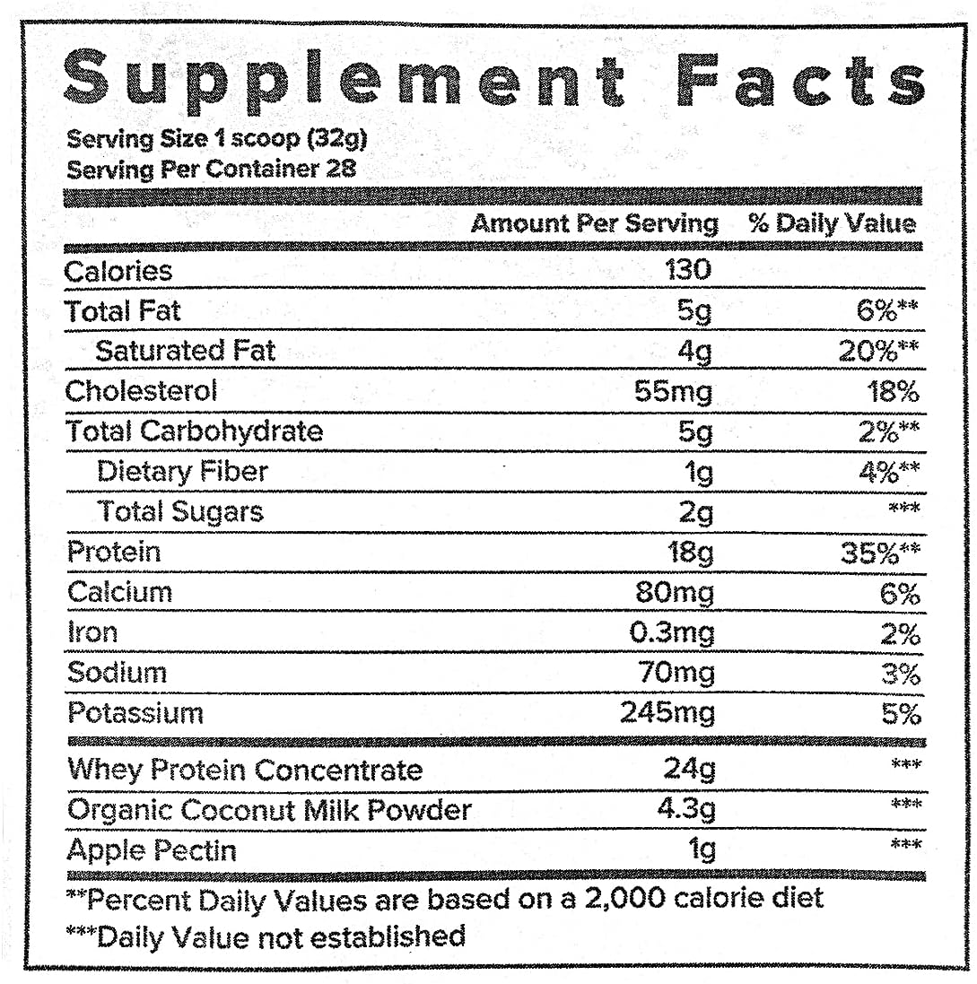 2lb Bag of SFH Fuel Grass Fed Whey Protein Powder with MCTs & Fiber - All Natural, Soy Free, Gluten Free, No RBST, Coconut Flavor