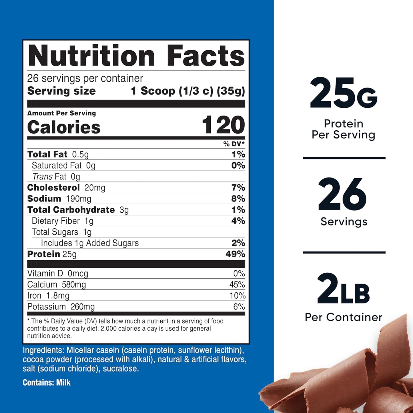2lb Chocolate Nutricost Casein Protein Powder - Micellar Casein, Gluten Free, Non-GMO Formula