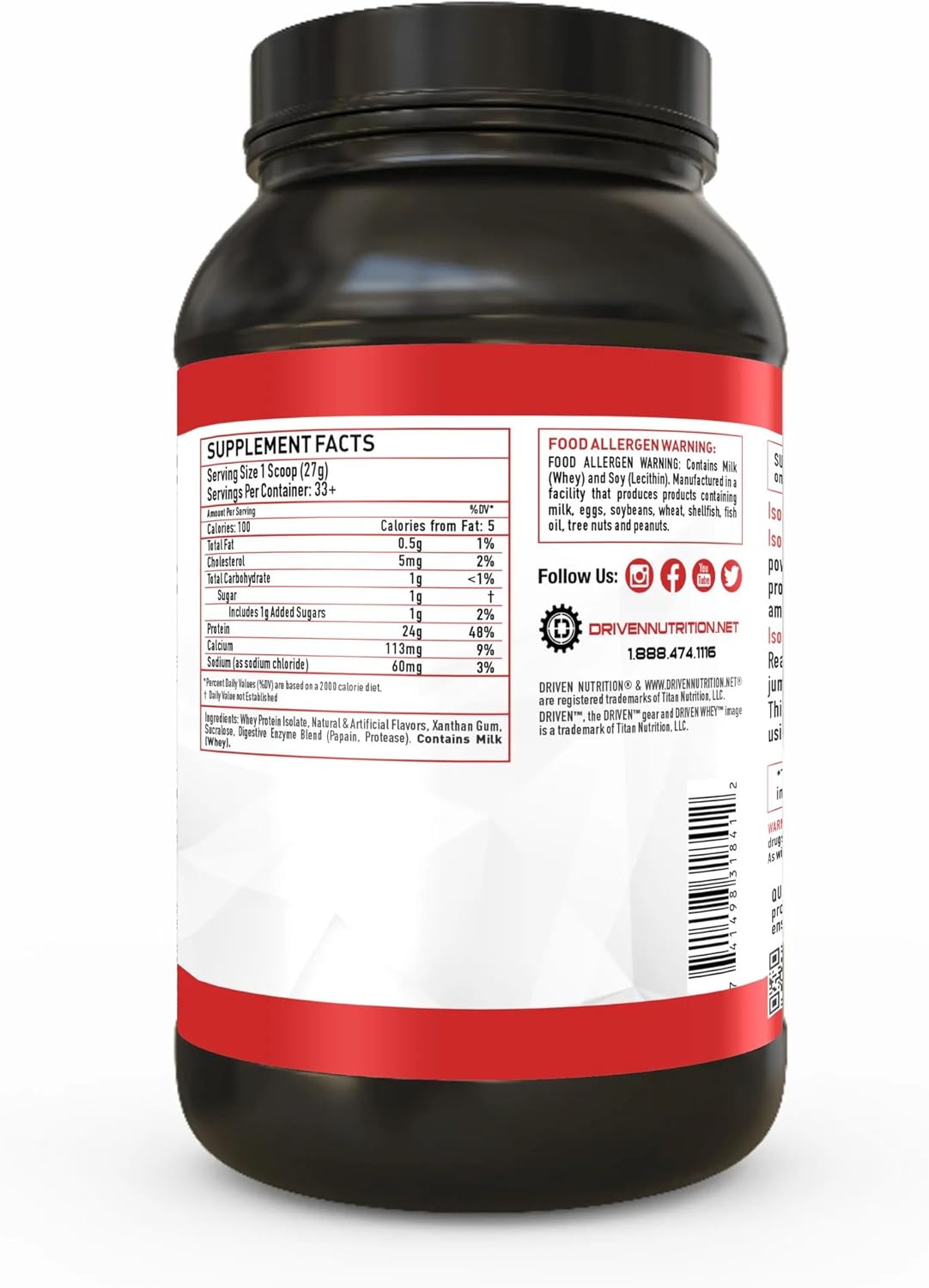 2lb Driven Nutrition ISODRIVE Premium Whey Isolate - Peanut Butter Lover Flavor