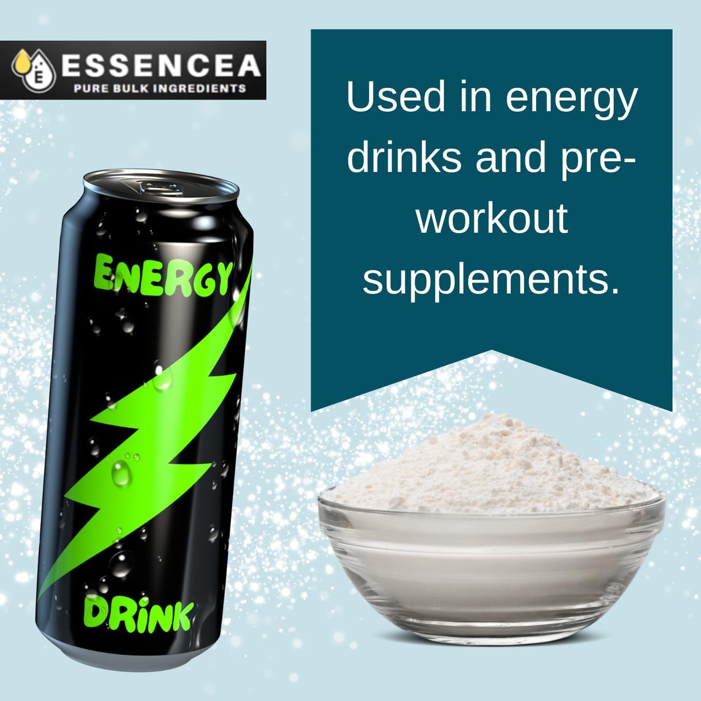 2lb Essencea Taurine Powder - Pure Bulk Ingredients - Premium Quality Supplement - 100% Taurine Powder - 32 Ounces