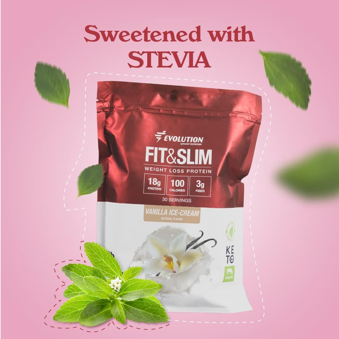 2lb Evolution Advance Nutrition Fit & Slim Blend + Resistance Loop Bands - Grass Fed Whey Protein Powder, Keto Approved, Non GMO, Vanilla Flavor.