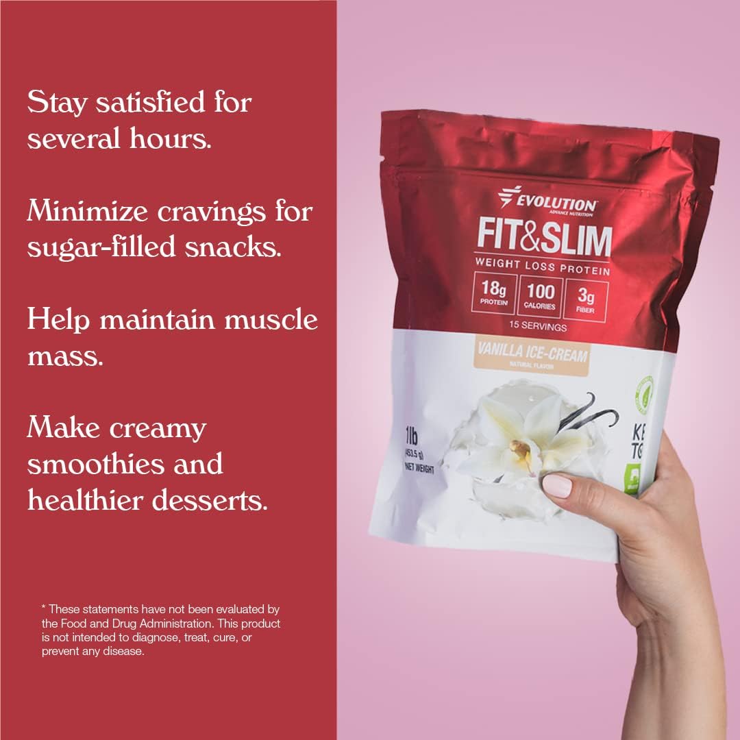 2lb Evolution Advance Nutrition Fit & Slim Blend + Resistance Loop Bands - Grass Fed Whey Protein Powder, Keto Approved, Non GMO, Vanilla Flavor.