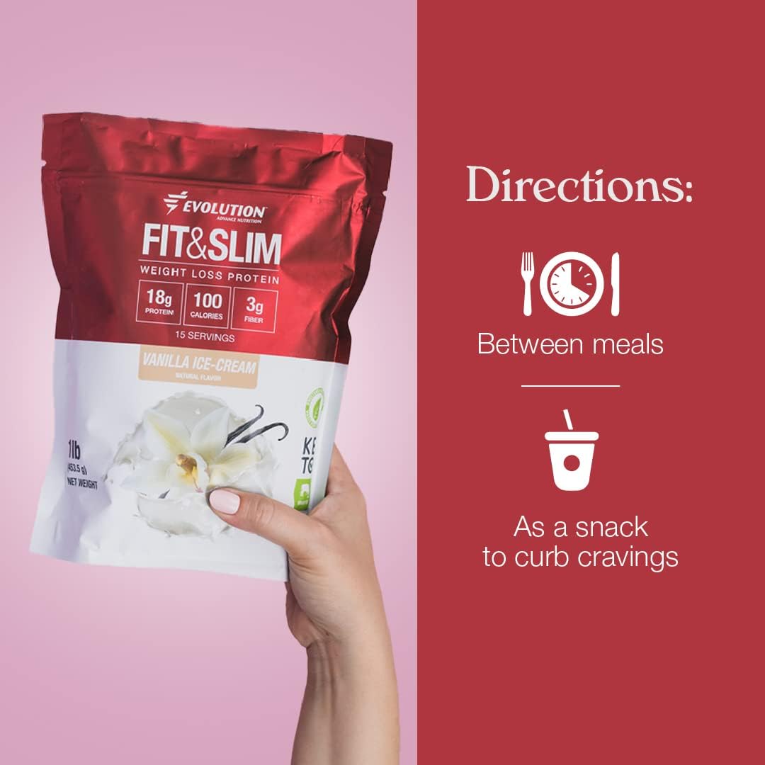 2lb Evolution Advance Nutrition Fit & Slim Blend + Resistance Loop Bands - Grass Fed Whey Protein Powder, Keto Approved, Non GMO, Vanilla Flavor.