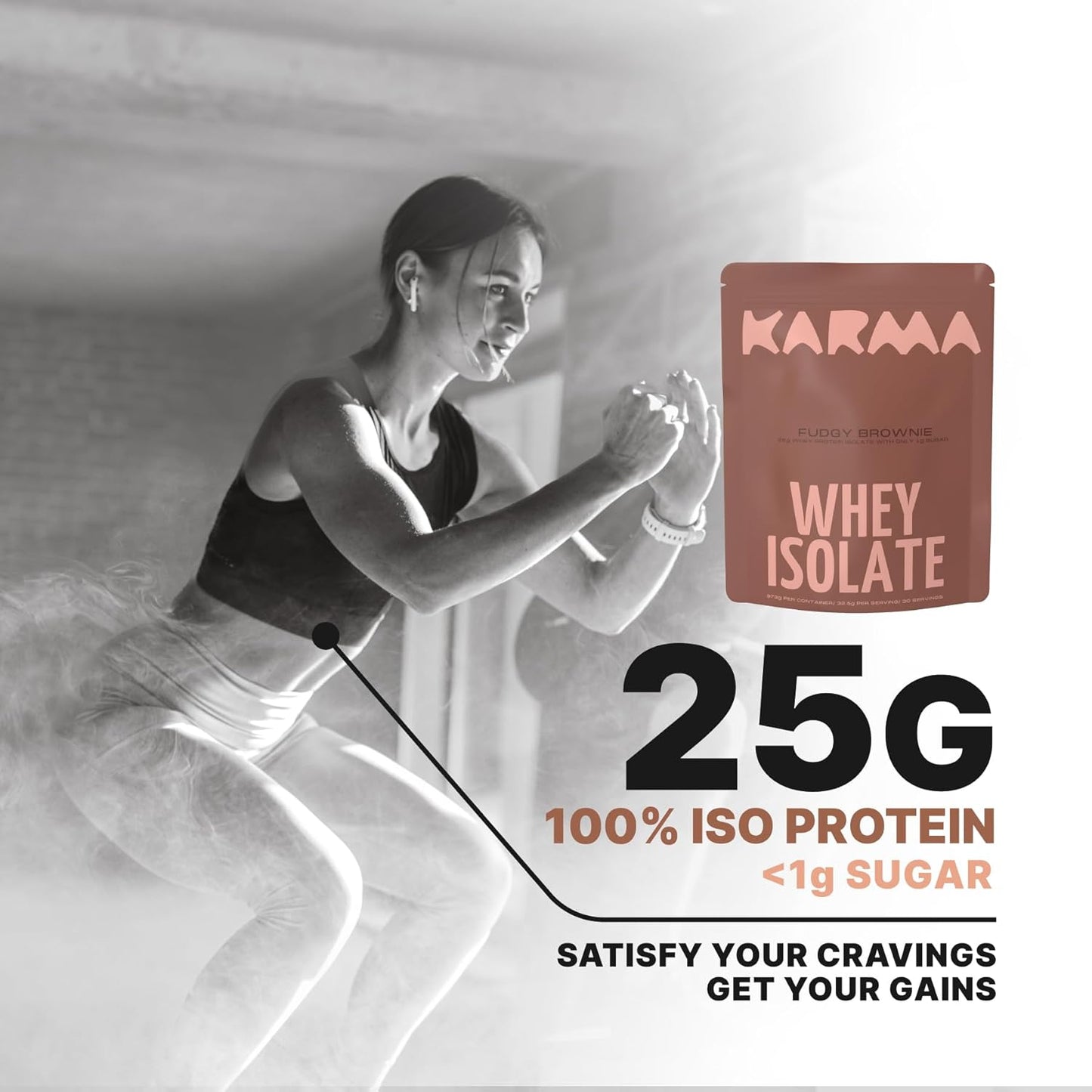 2LB Fudgy Brownie Flavored Whey Isolate Protein Powder - High Protein, Low Sugar Formula - 25g Protein, 1g Sugar - 30 Servings