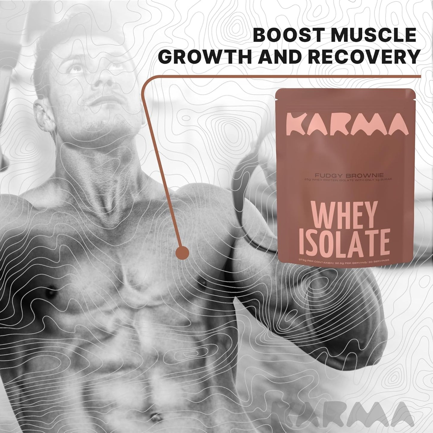 2LB Fudgy Brownie Flavored Whey Isolate Protein Powder - High Protein, Low Sugar Formula - 25g Protein, 1g Sugar - 30 Servings