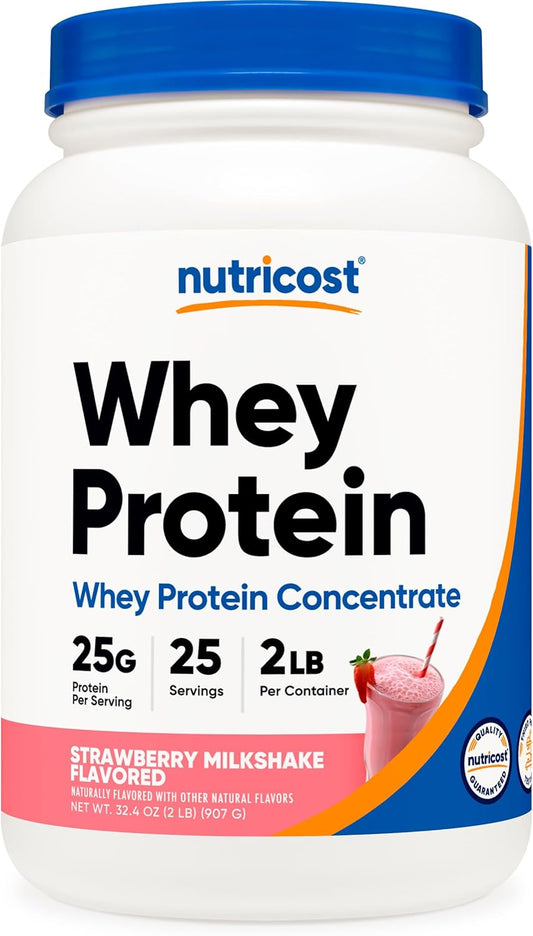 2LB Gluten-Free Non-GMO Strawberry Milkshake Whey Protein Concentrate by Nutricost