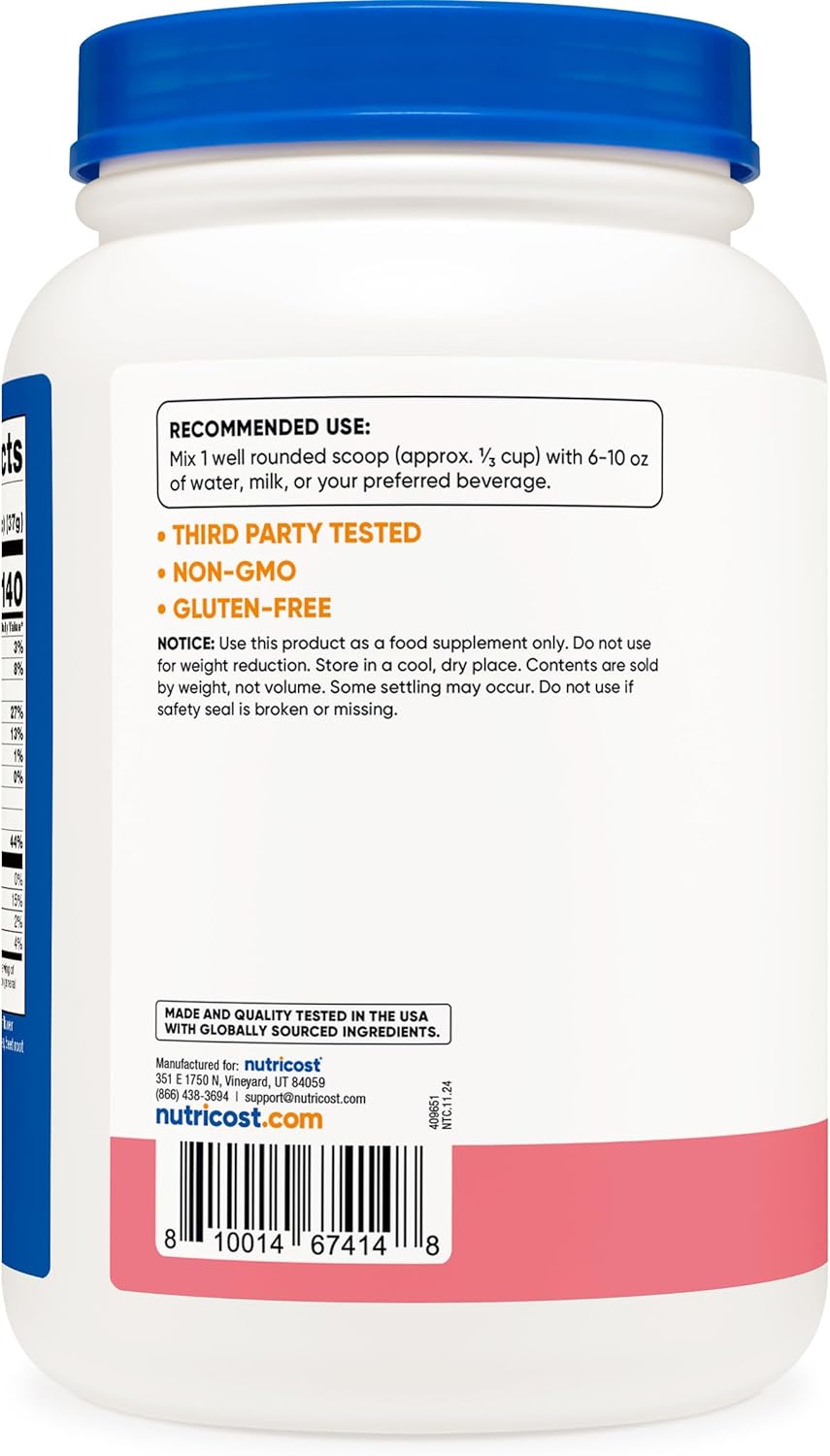 2LB Gluten-Free Non-GMO Strawberry Milkshake Whey Protein Concentrate by Nutricost