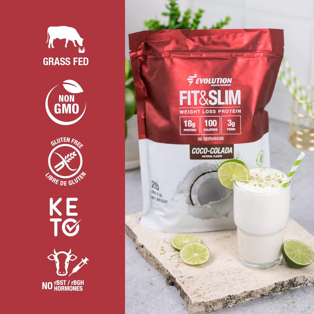 2lb Grass-Fed Whey Protein Powder Blend for Easy Digestion - Keto-Friendly, Non-GMO, Natural Coco-Colada Flavor