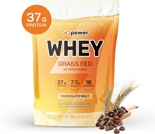 2lb Grass-Fed Whey Protein Powder with BCAAs - 18 Servings
