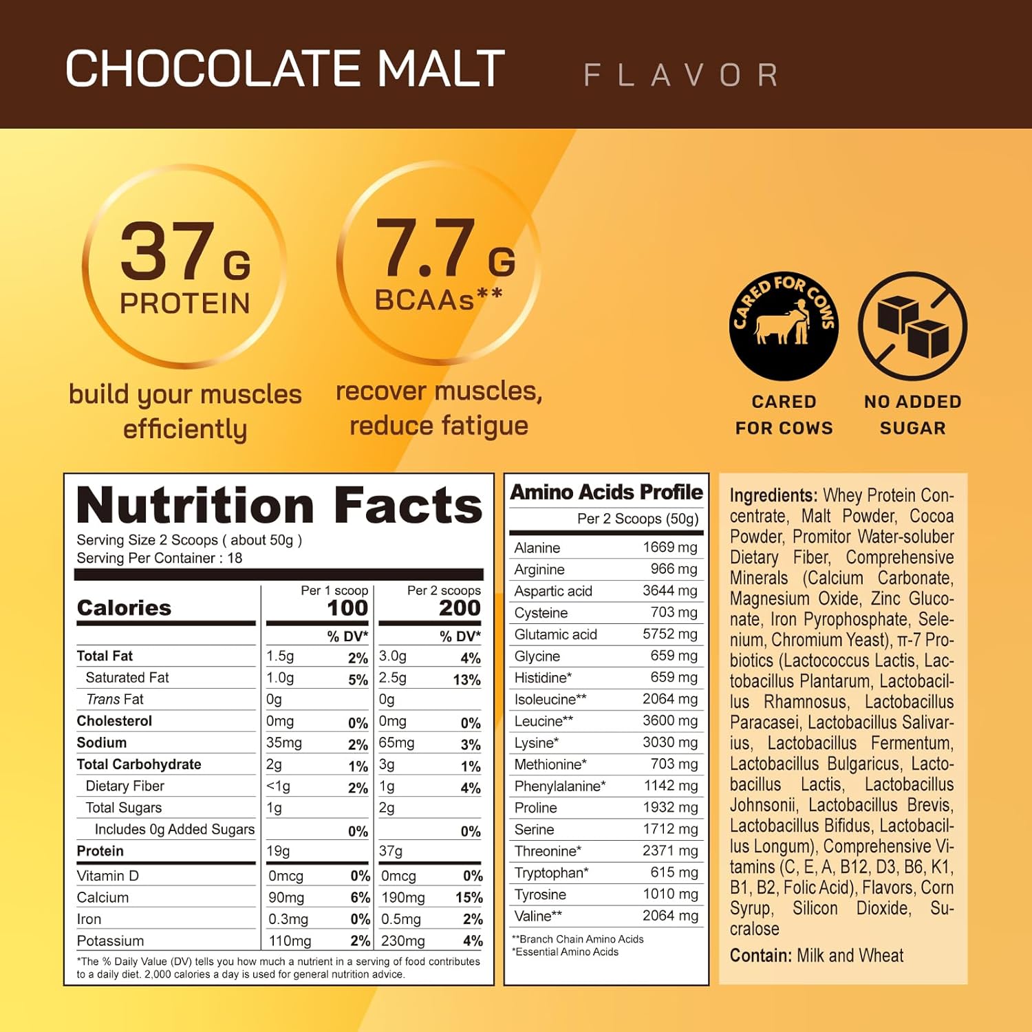 2lb Grass-Fed Whey Protein Powder with BCAAs - 18 Servings