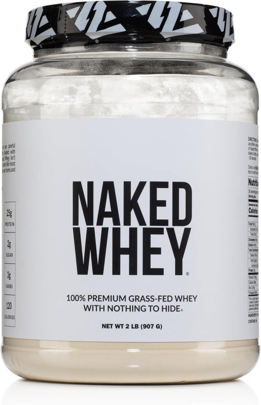 2LB Naked Nutrition Grass-Fed Whey Protein Powder - Pure Unflavored Protein, Non-GMO, Gluten & Soy Free - BoostGo Australia