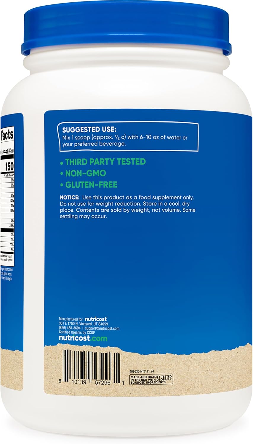 2LB Nutricost Organic Double Chocolate Whey Protein Concentrate - Gluten-Free, Non-GMO