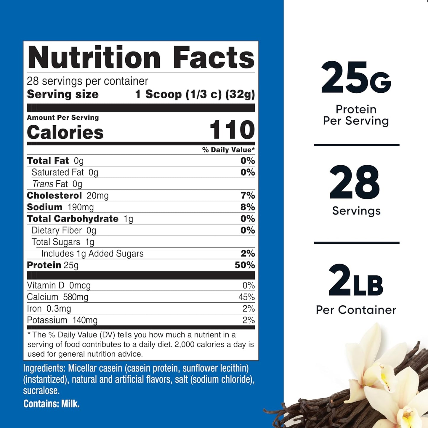 2lb Nutricost Vanilla Micellar Casein Protein Powder - Gluten Free, Non-GMO Formula