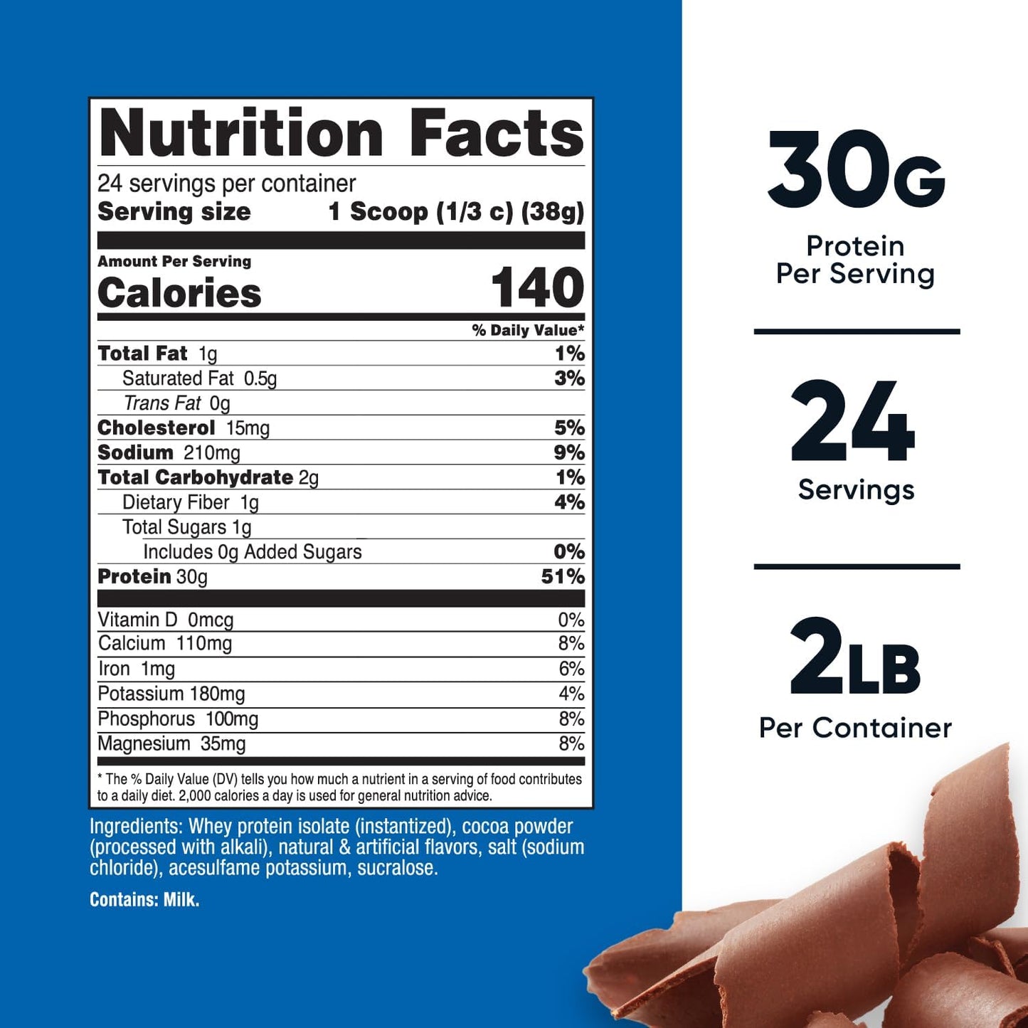 2LB Nutricost Whey Protein Isolate in Milk Chocolate Flavor