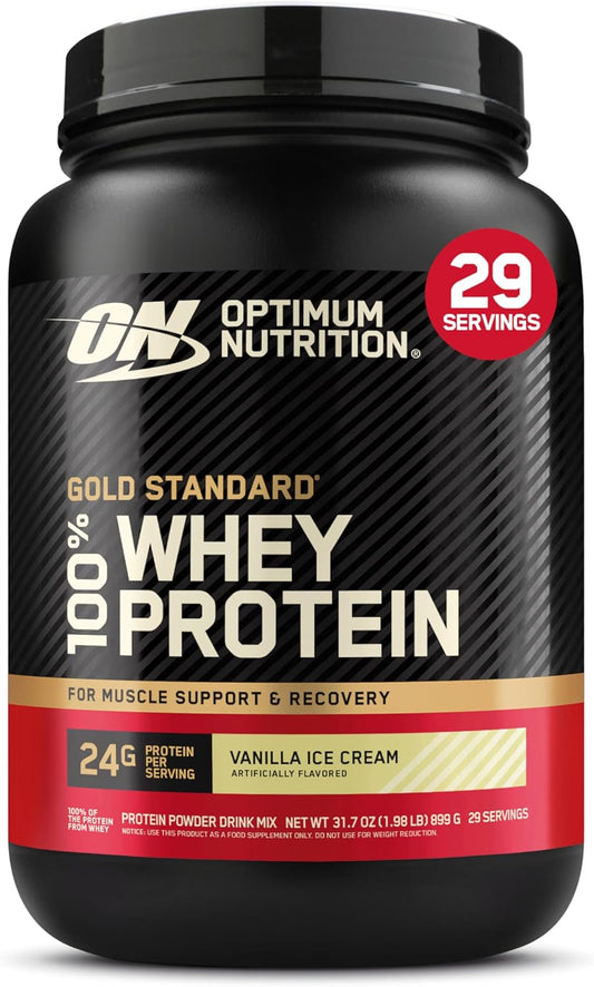 2lb Optimum Nutrition Gold Standard Whey Protein Powder, Vanilla Ice Cream Flavor - High Quality Protein Supplement - BoostGo Australia