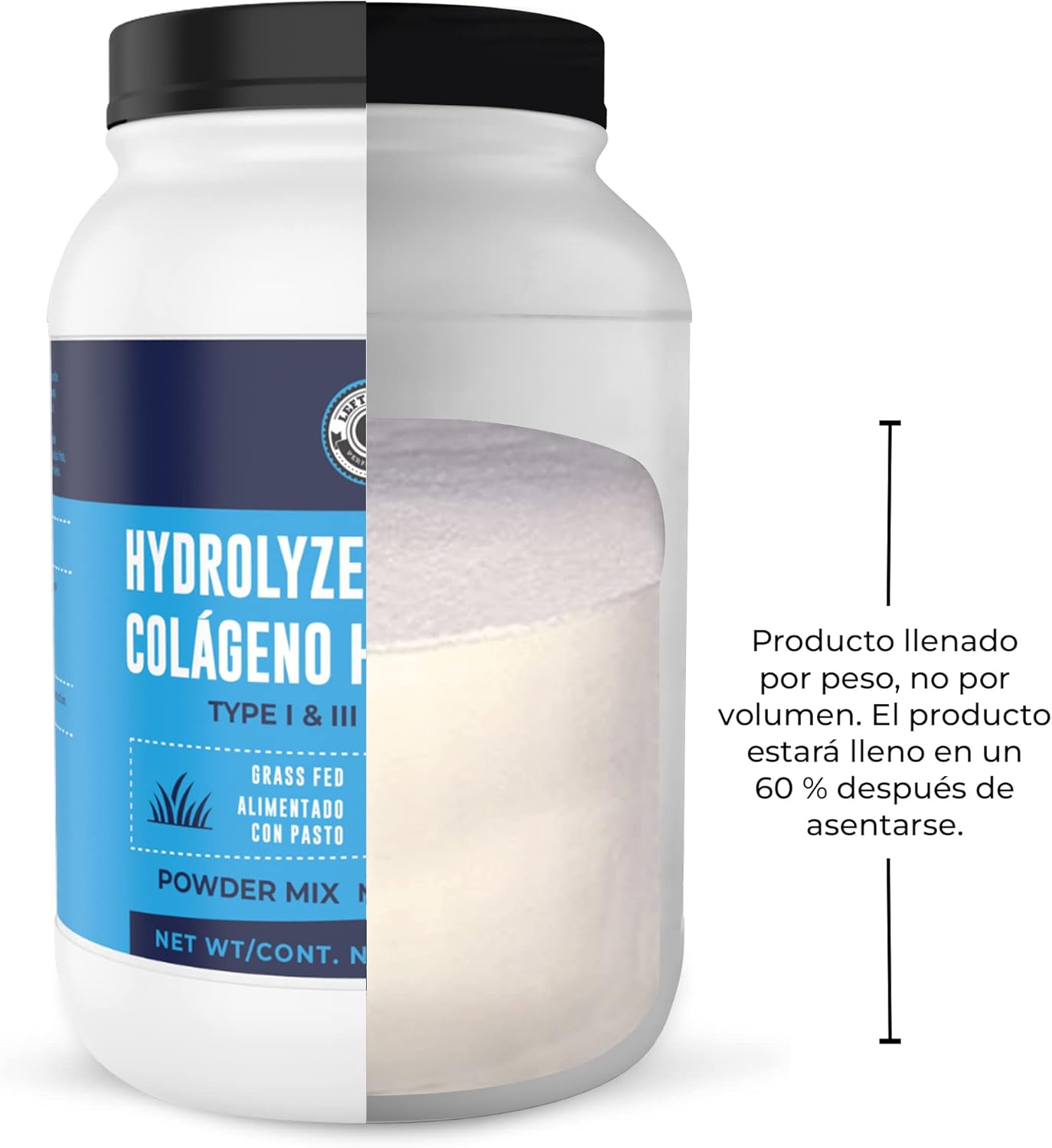 2lb Polvo de Colágeno Hidrolizado para Mujeres y Hombres - Péptidos Tipo I & III - Sin Sabor - Alimentado con Pasto - Apoya Articulaciones, Piel, Cabello y Uñas - Mejor Valor