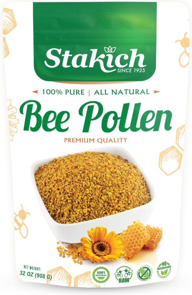 2lb Stakich Bee Pollen - Pure, Natural Bee Pollen Granules - High Quality Superfood Supplement