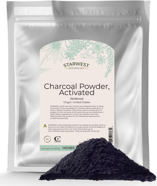 2lb Starwest Botanicals Activated Charcoal Powder for Natural Detoxification and Teeth Whitening
