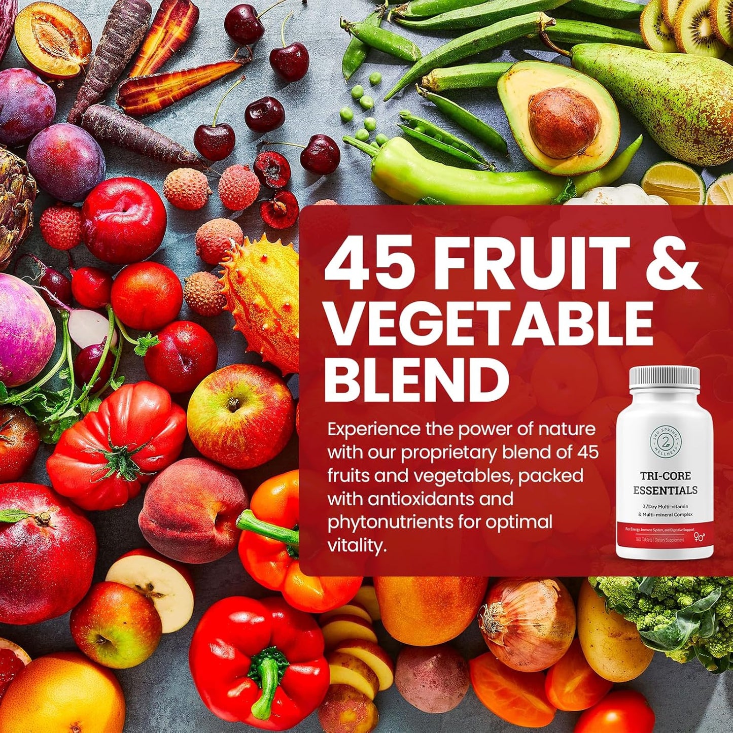 2nd Springs Tri-Core Essentials - Ultimate 3 A Day Multivitamin with Probiotics, Enzymes, Adaptogens - 180 Tablets