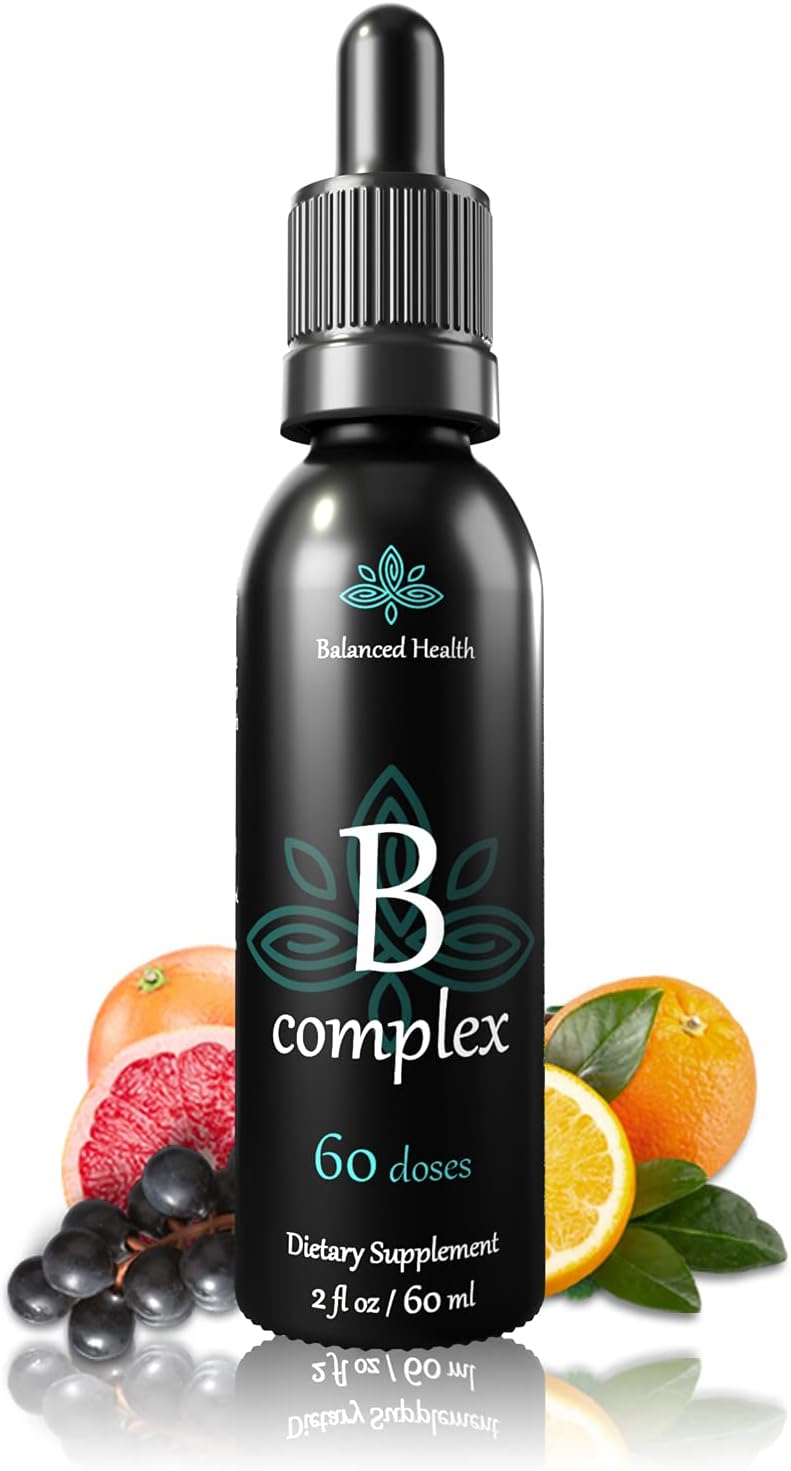 2oz Balanced Health Vitamin B-Complex Drops - 60 Doses of All 8 B-Vitamins - Immune & Energy Support - Non GMO Vegetarian Formula