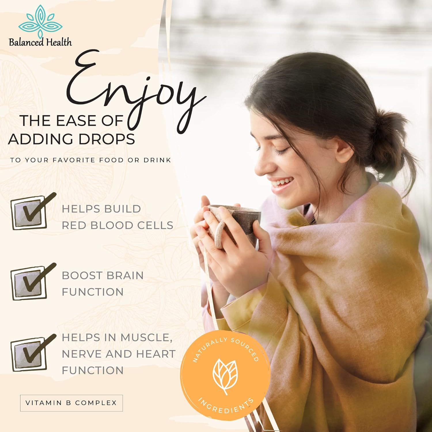 2oz Balanced Health Vitamin B-Complex Drops - 60 Doses of All 8 B-Vitamins - Immune & Energy Support - Non GMO Vegetarian Formula