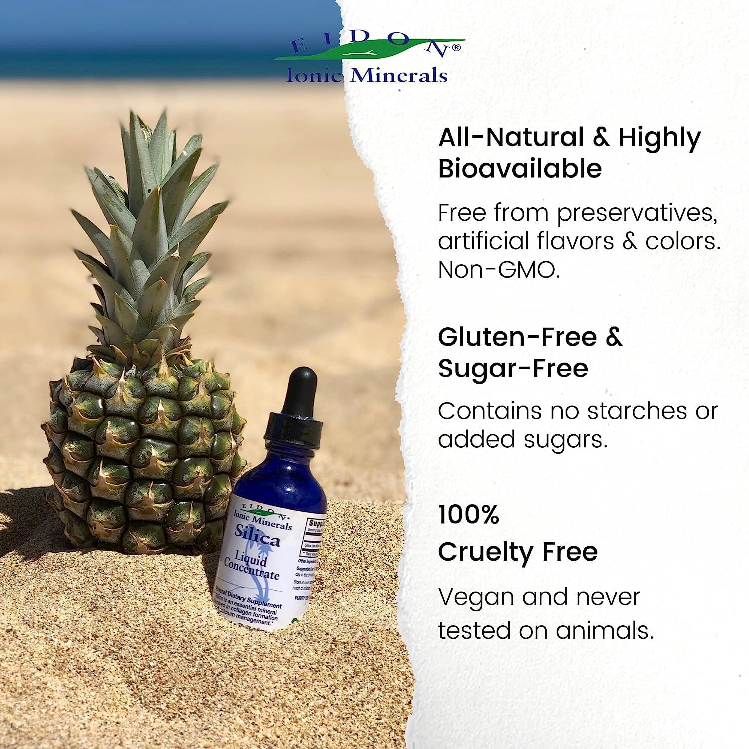 2oz Eidon Ionic Minerals Liquid Silica & Zinc Drops for Immune Health and Skin Care - All-Natural Ingredients, No Artificial Colors