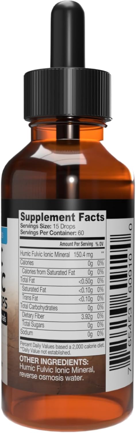 2oz Liquid Humic & Fulvic Acid Supplement for Enhanced Nutrient Absorption & Detox - Optimal Wellness Formula Recommended by Doctors