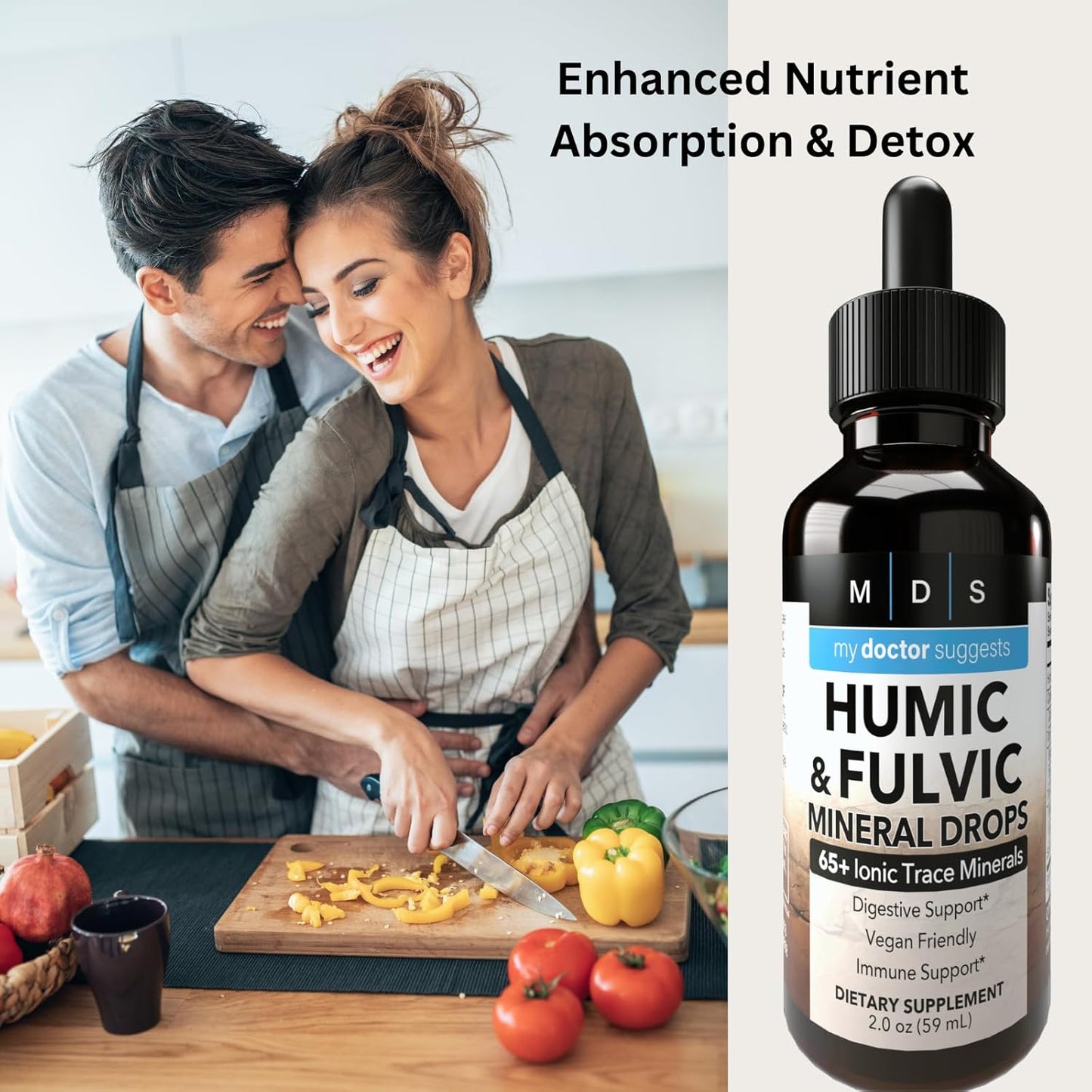 2oz Liquid Humic & Fulvic Acid Supplement for Enhanced Nutrient Absorption & Detox - Optimal Wellness Formula Recommended by Doctors