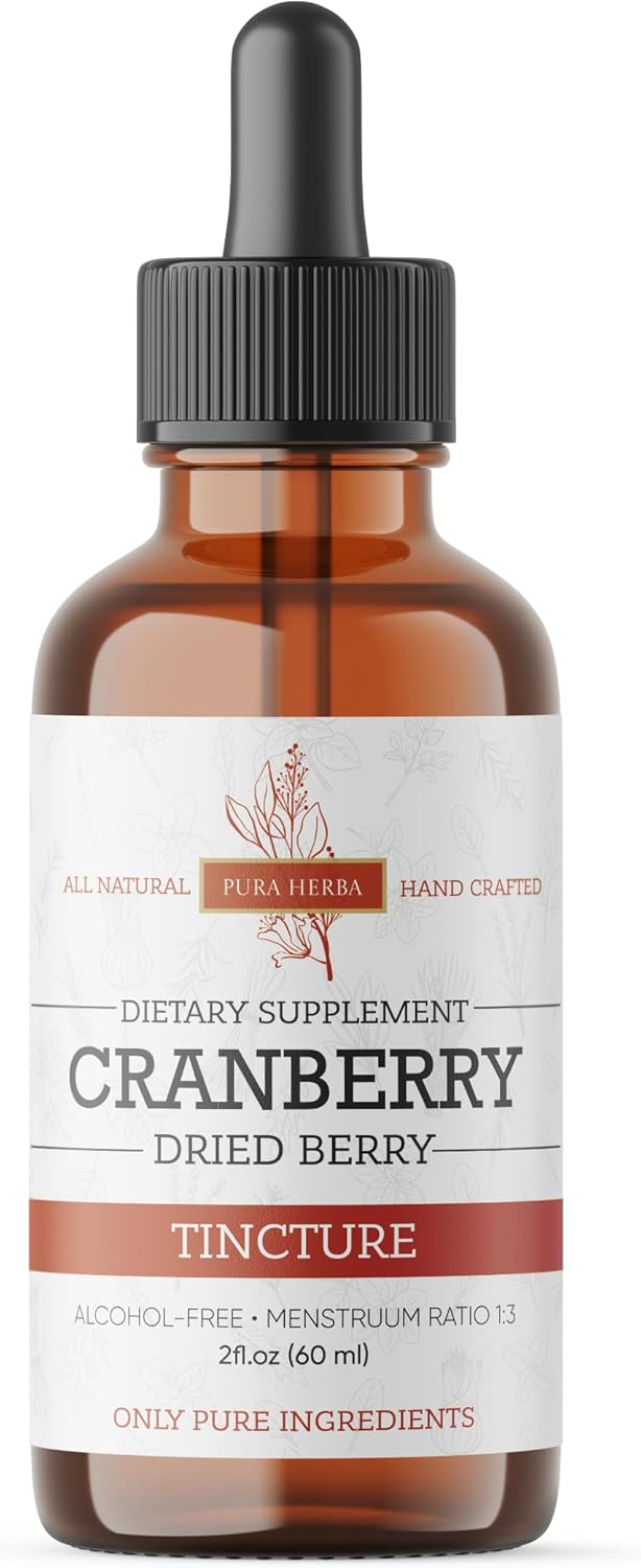 2oz Pura Herba Cranberry Extract Liquid Supplement - Natural Juice Concentrate, Gluten-Free & Alcohol-Free