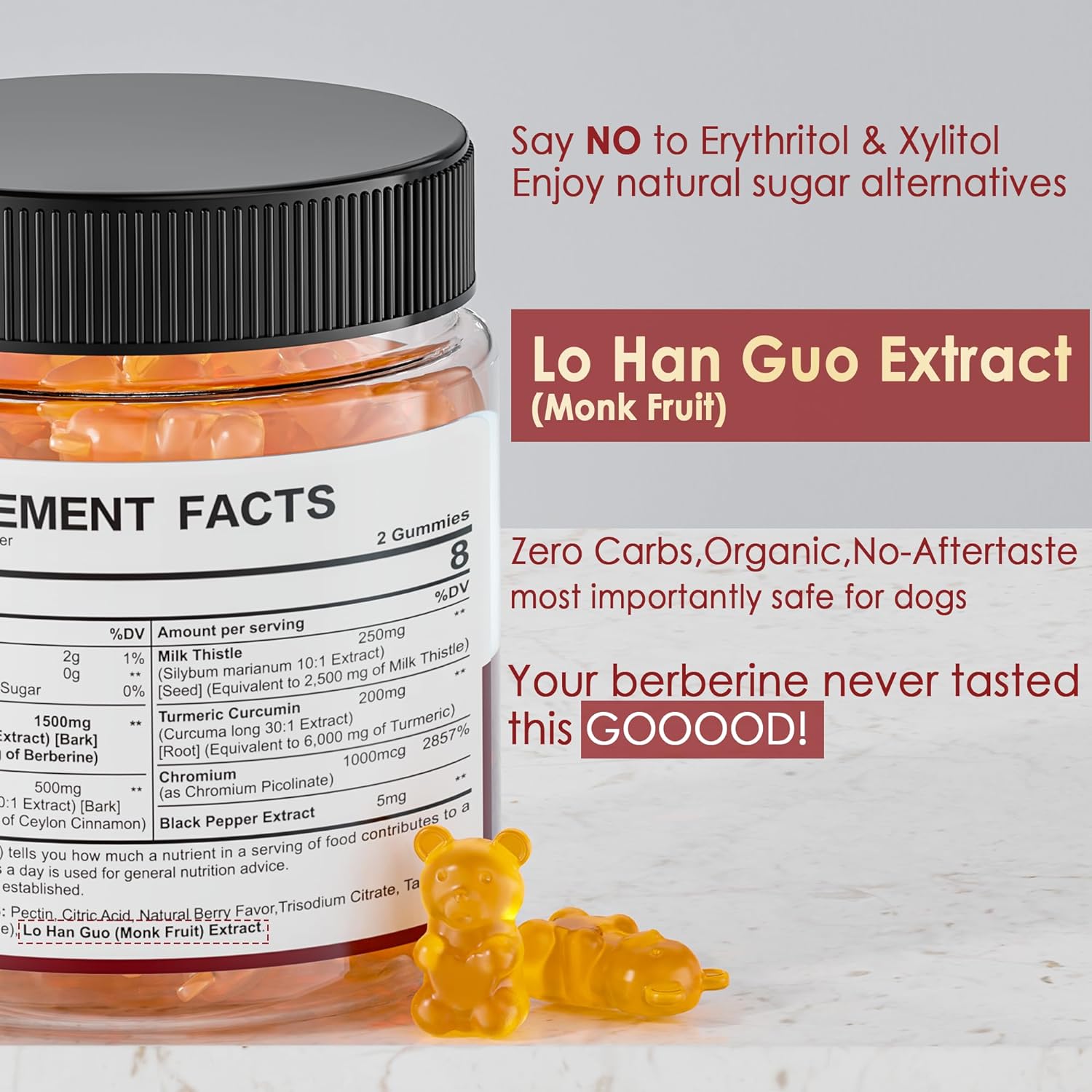 2Pack Berberine Supplement Gummies 1500mg + 2Pack Magnesium Malate with CoQ10-100mg Gummies for Energy and Heart Health